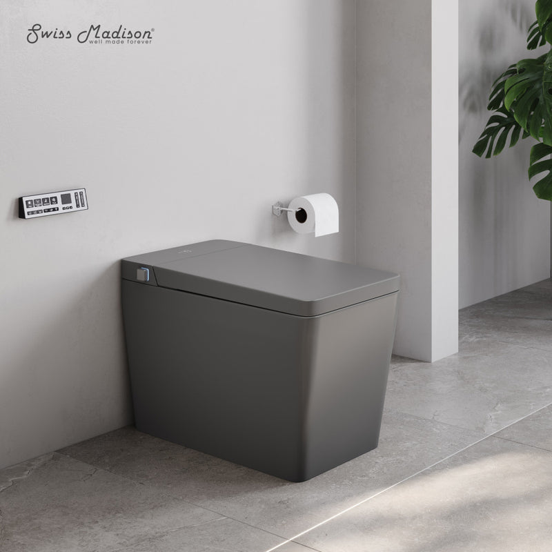 Concorde One Piece Smart Toilet 1.28 GPF in Matte Gray with Heated Bidet, Air Drying, Night Light, Foot Sensor