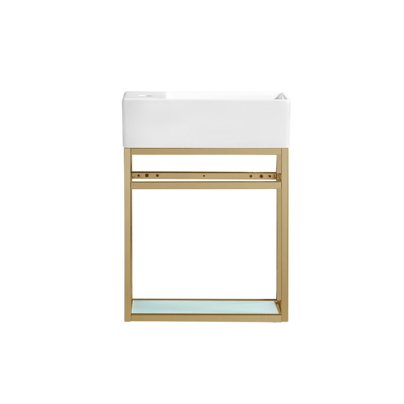 Pierre 19.5 Single, Open Shelf, Gold Metal Frame Bathroom Vanity