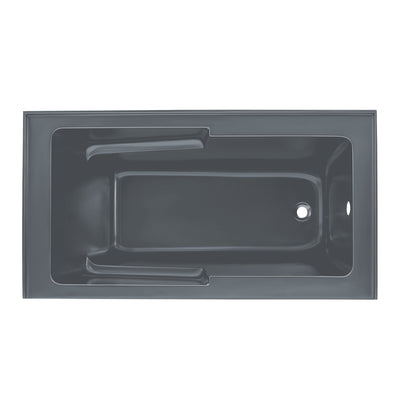 Voltaire 60" x 32" Right-Hand Drain Alcove Bathtub with Apron and Armrest in Matte Grey