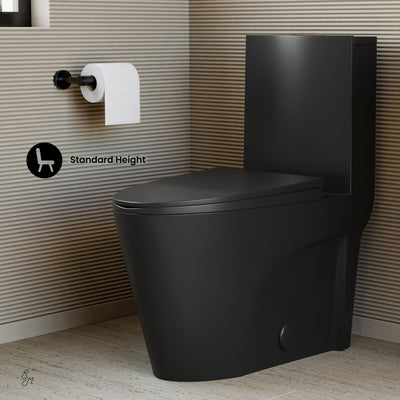 St. Tropez One-Piece 14" Rough-in 1.1/1.6 GPF Dual Top Flush Elongated Toilet in Matte Black