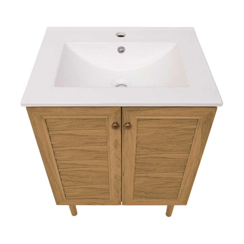 Bron 24" Freestanding Bathroom Vanity in Golden Oak with Sink Top