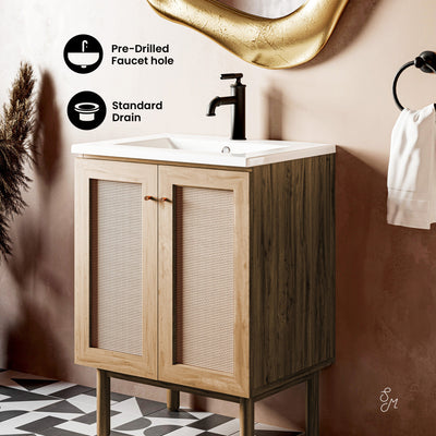 Classe 24" Freestanding Bathroom Vanity in Golden Oak with Sink Top