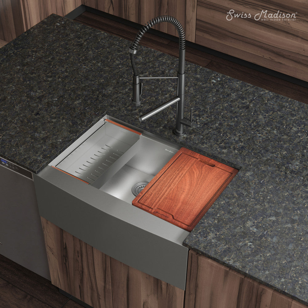 Rivage 30 x 22 Single Basin Apron Kitchen Workstation Sink