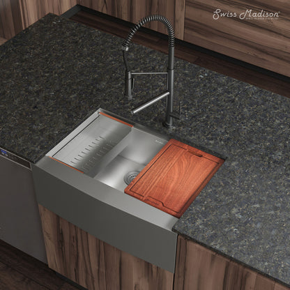 Rivage 30 x 22 Single Basin Apron Kitchen Workstation Sink