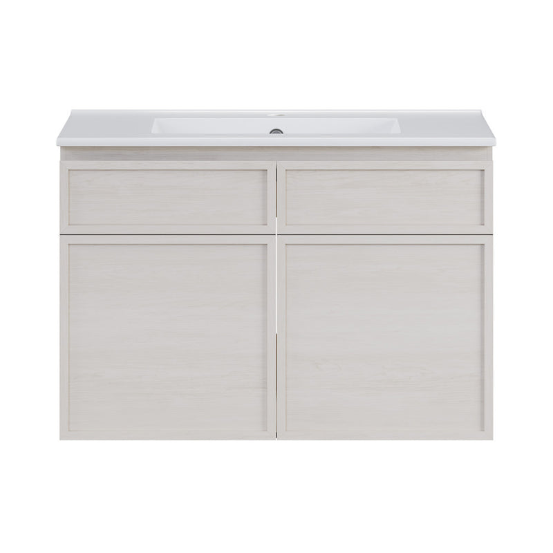 St. Tropez 30" Wall-Mounted Bathroom Vanity in White Oak with Sink Top