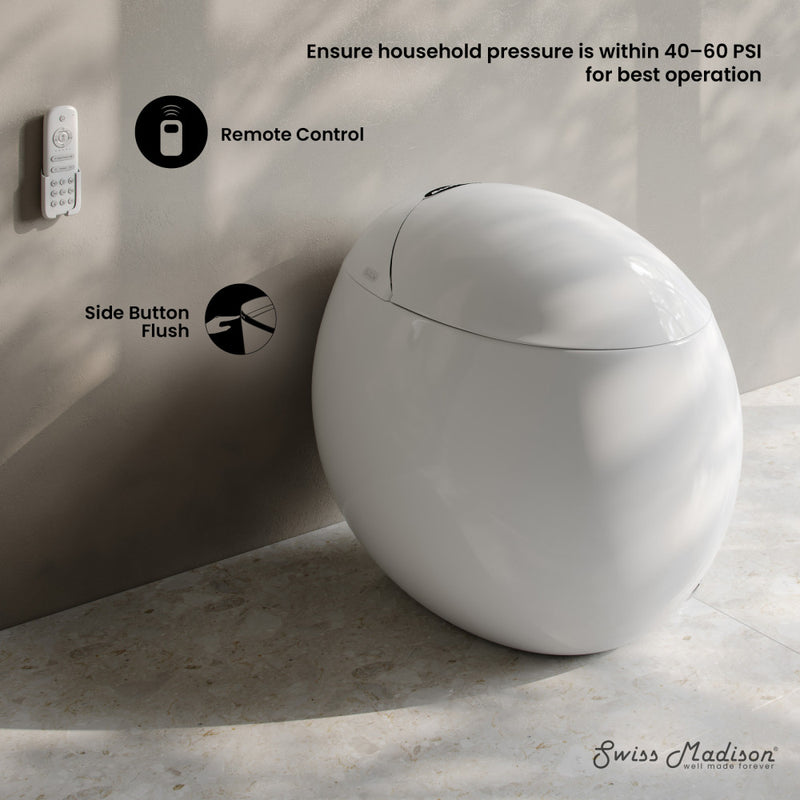 Plaisir Smart One-Piece 1.28 GPF Single Flush Toilet in Glossy White