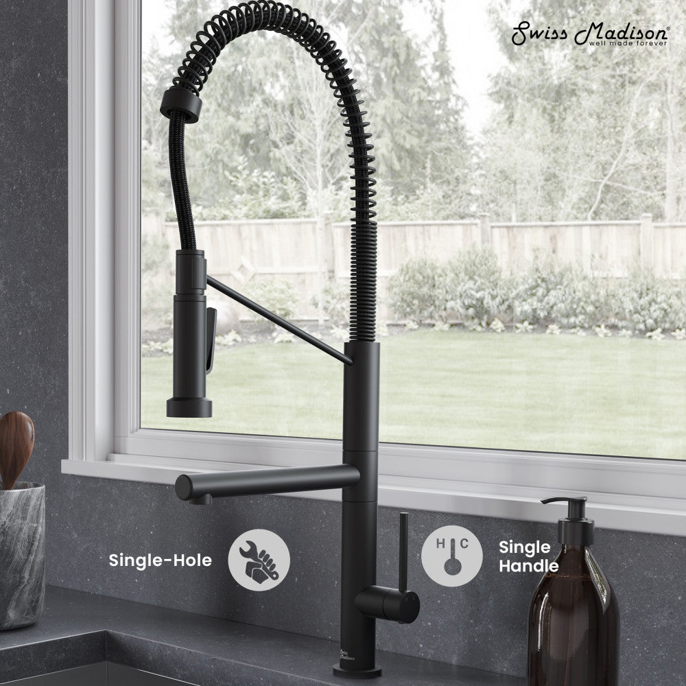 Nouvet Single Handle, Pull-Down Kitchen Faucet with Pot Filler in Matte Black