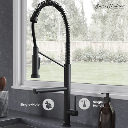 Nouvet Single Handle, Pull-Down Kitchen Faucet with Pot Filler in Matte Black