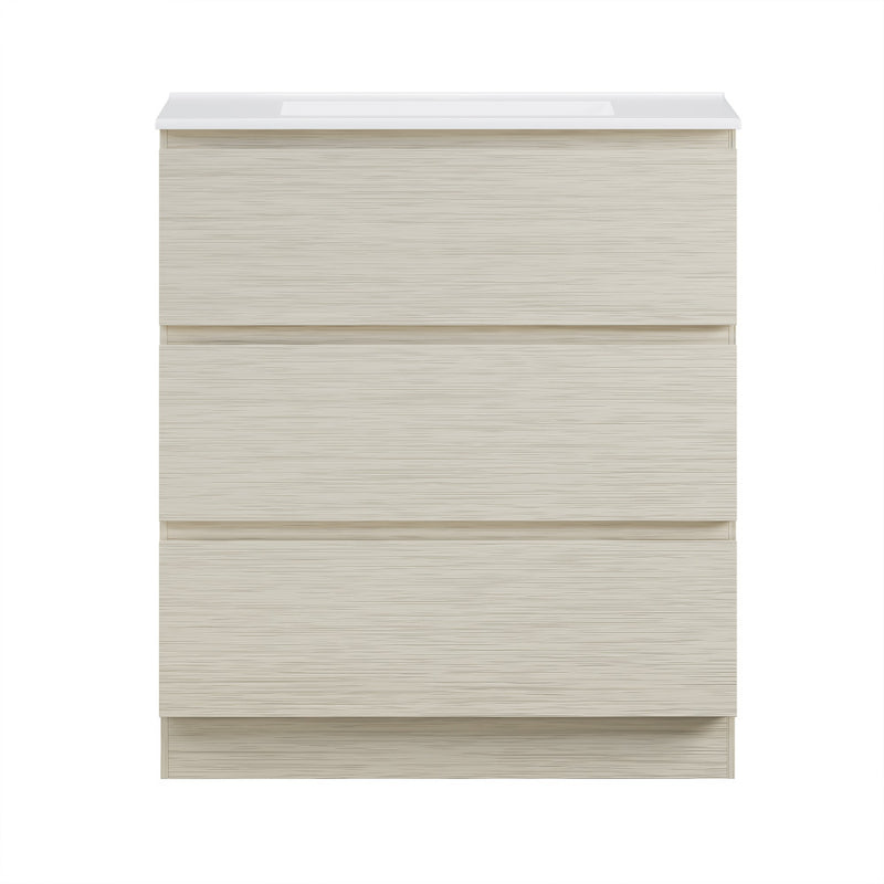 Liberte 30" Freestanding Bathroom Vanity in White Oak with Sink Top