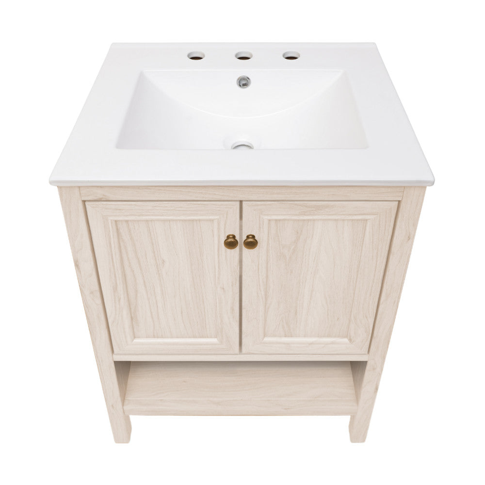 Chateau 24" Freestanding Bathroom Vanity in White Oak with 3-Hole Widespread Sink Top