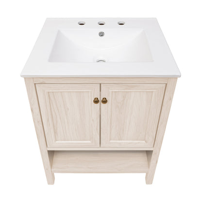 Chateau 24" Freestanding Bathroom Vanity in White Oak with 3-Hole Widespread Sink Top