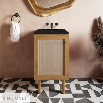 18" Zero Hole Vanity Sink Top in Glossy Black