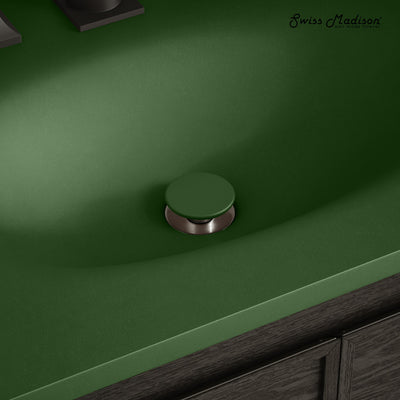 Lisse Concrete Bathroom Sink Non-Overflow Pop Up Drain in Matte Royal Green