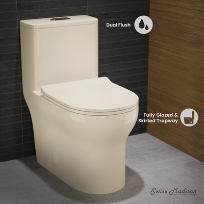 Burdon One Piece Elongated Toilet Dual Flush 1.1/1.6 gpf in Bisque