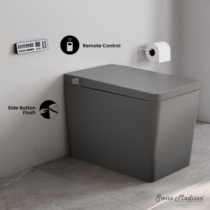 Concorde One Piece Smart Toilet 1.28 GPF in Matte Gray with Heated Bidet, Air Drying, Night Light, Foot Sensor