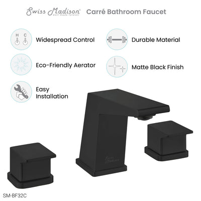 Carre 8 in. Widespread, 2-Handle, Bathroom Faucet in Matte Black