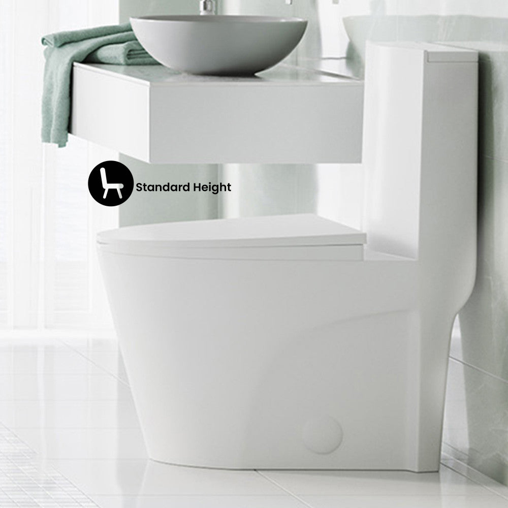 St. Tropez One Piece Elongated Toilet Side Flush 1.28 gpf with Black Hardware