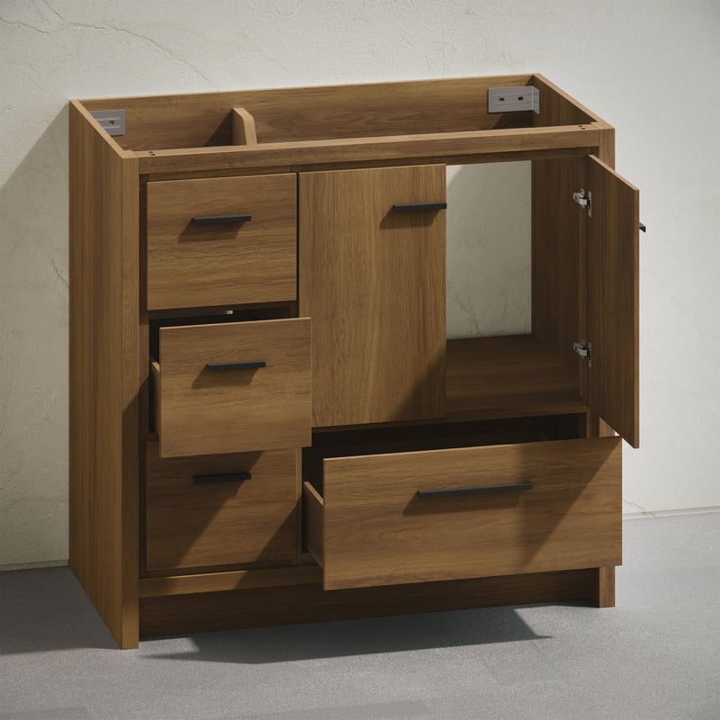 Virage 36" Freestanding Bathroom Vanity in Brown Oak without Sink Top