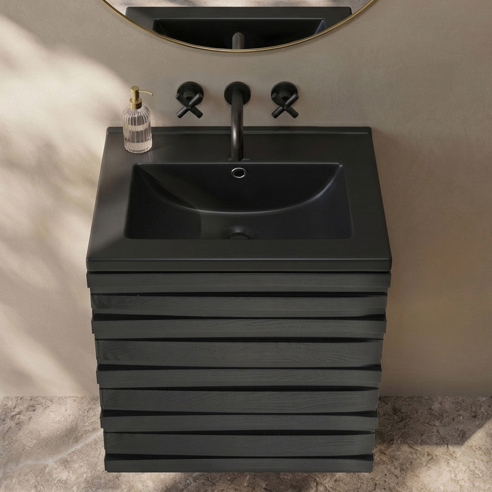 18" Zero Hole Vanity Sink Top in Matte Black