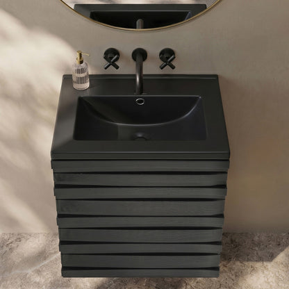 18" Zero Hole Vanity Sink Top in Matte Black
