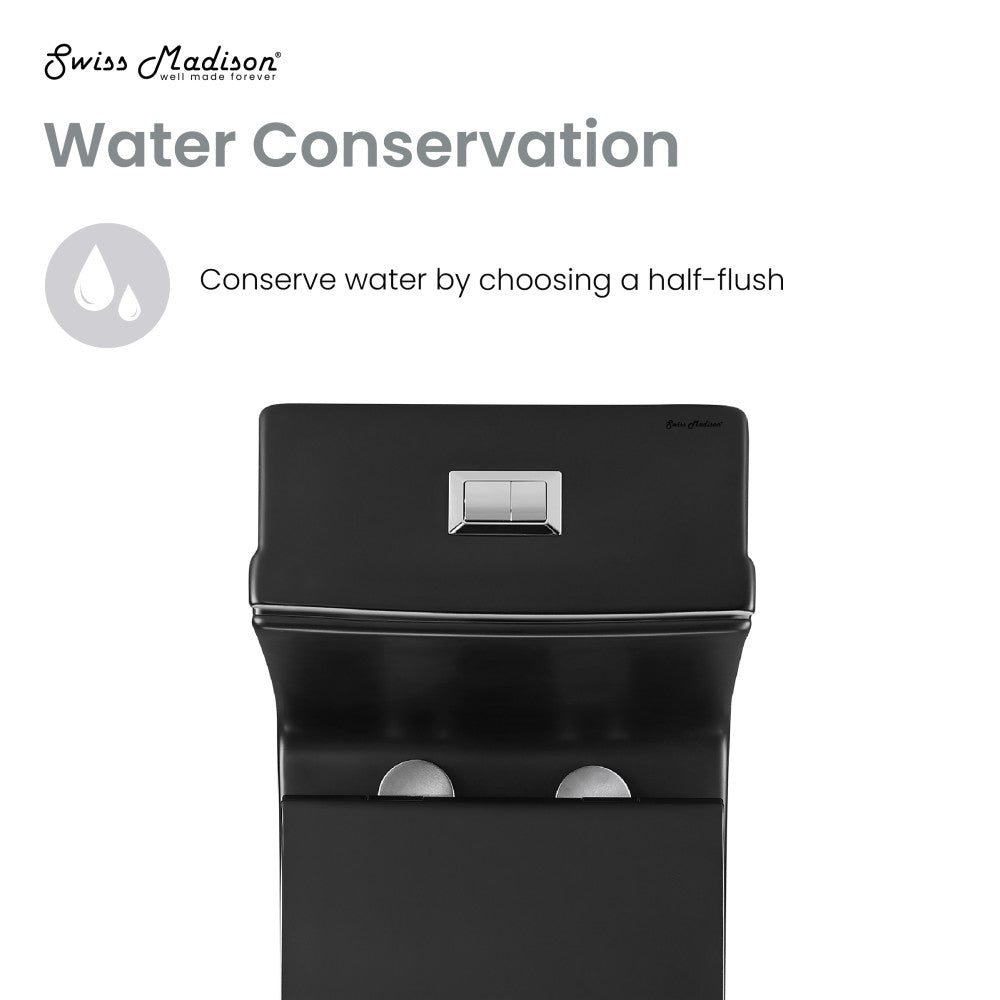 Concorde One-Piece 12" Rough-in 1.1/1.6 GPF Dual Top Flush Square Toilet in Matte Black