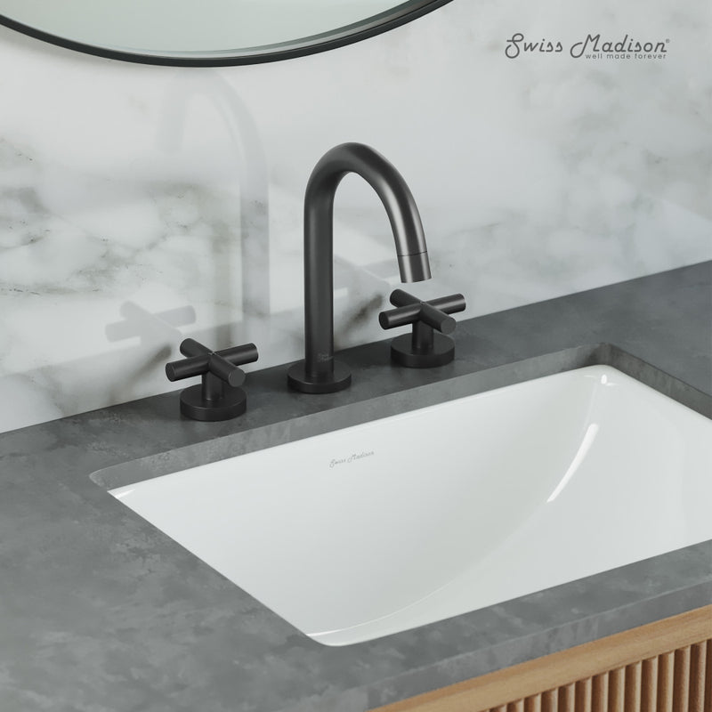 Ivy Courte 8 in. Widespread, Cross Handle, Bathroom Faucet in Matte Black