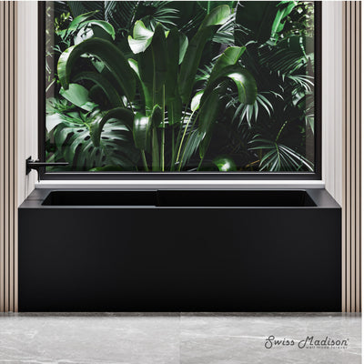 Voltaire 54" x 30" Left-Hand Drain Alcove Bathtub with Apron in Matte Black