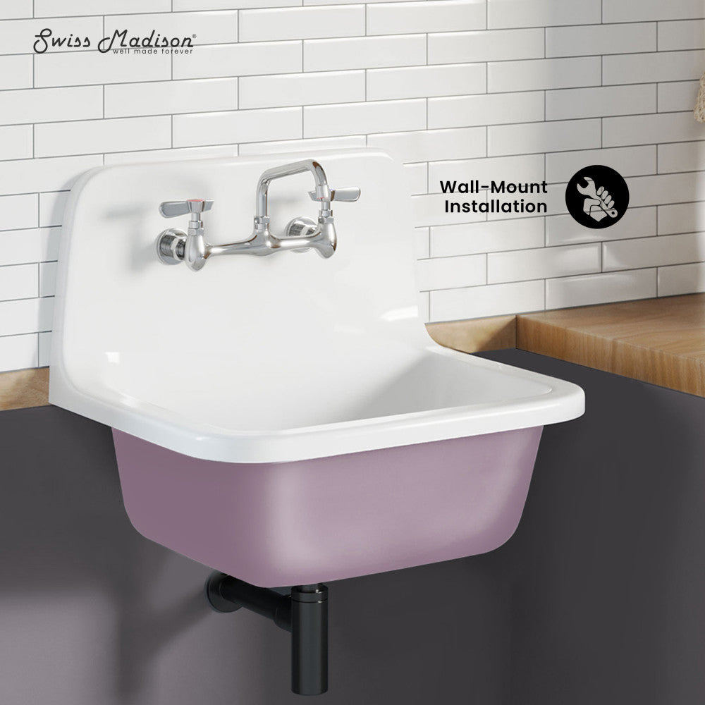 Loire 22" Cast Iron Rectangle Wall-Mounted Sink in Glossy Lavender