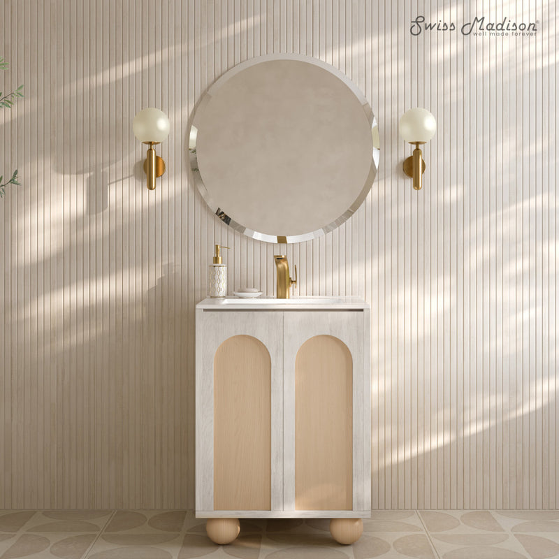 Plaisir II 24" Freestanding Bathroom Vanity in White Oak with Sink Top