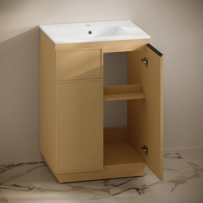 St. Tropez 24" Freestanding Bathroom Vanity in Natural Oak with Sink Top