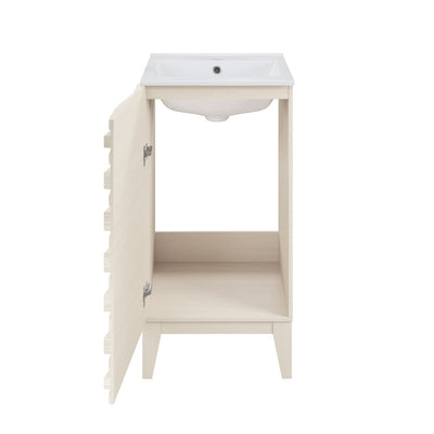 Cascade 18" Freestanding Bathroom Vanity in White Oak with Sink Top