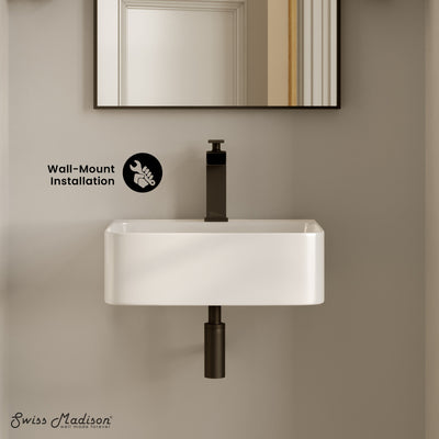 St. Tropez 17" Rectangle Wall-Mounted Sink in Glossy White