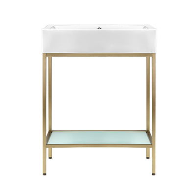 Pierre 24 Single, Freestanding, Open Shelf, Gold Metal Frame Bathroom Vanity