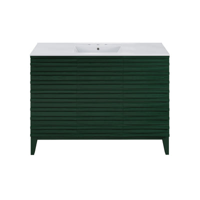 Cascade 48" Freestanding Bathroom Vanity in Green Oak with 3-Hole Widespread Sink Top