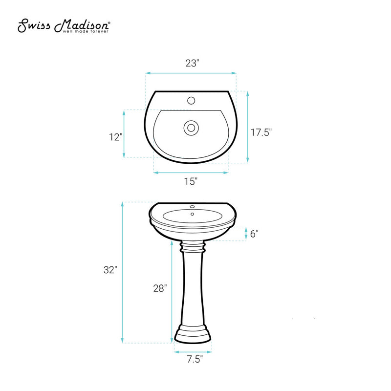 Santorini Two-Piece Pedestal Sink