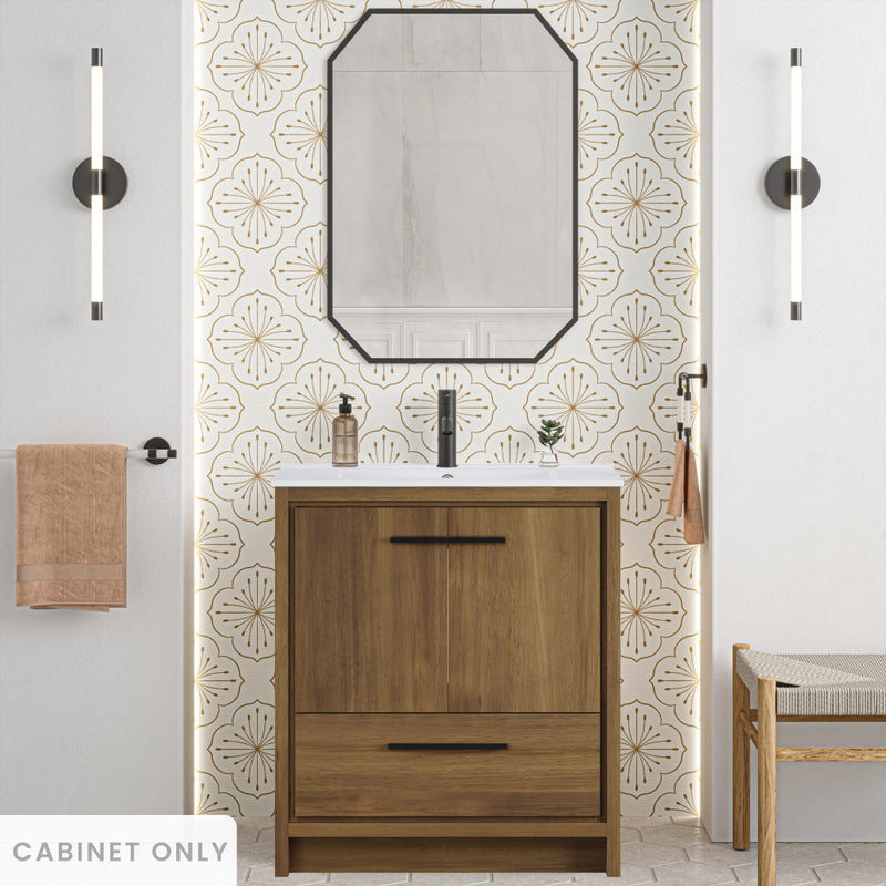 Virage 30" Freestanding Bathroom Vanity in Brown Oak without Sink Top