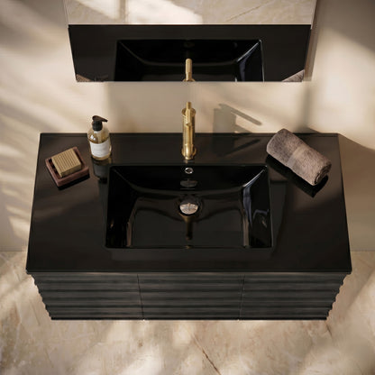36" Vanity Sink Top in Glossy Black