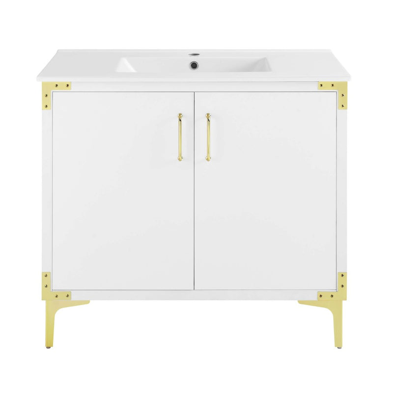 Voltaire 36" Freestanding Bathroom Vanity in White with Sink Top