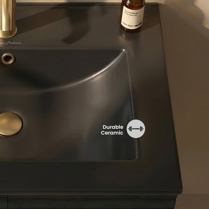 24" Ceramic Vanity Top with Single Faucet Hole in Matte Black
