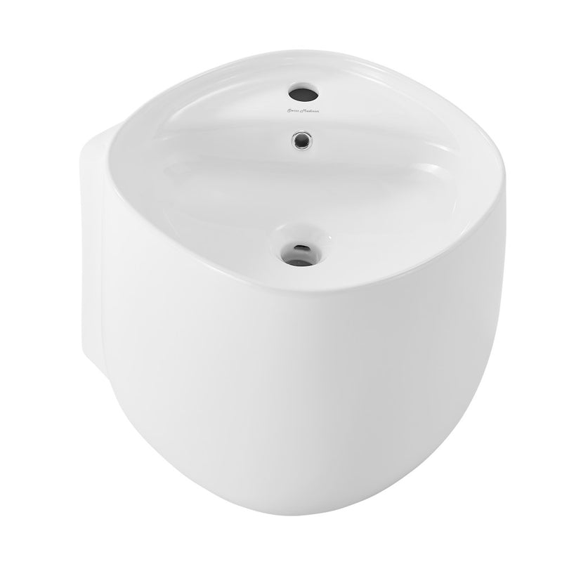 Ivy 18 in. Ceramic Glossy White Wall Mount Sink