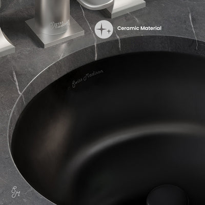 Monaco 16" Ceramic Undermount Bathroom Sink in Matte Black