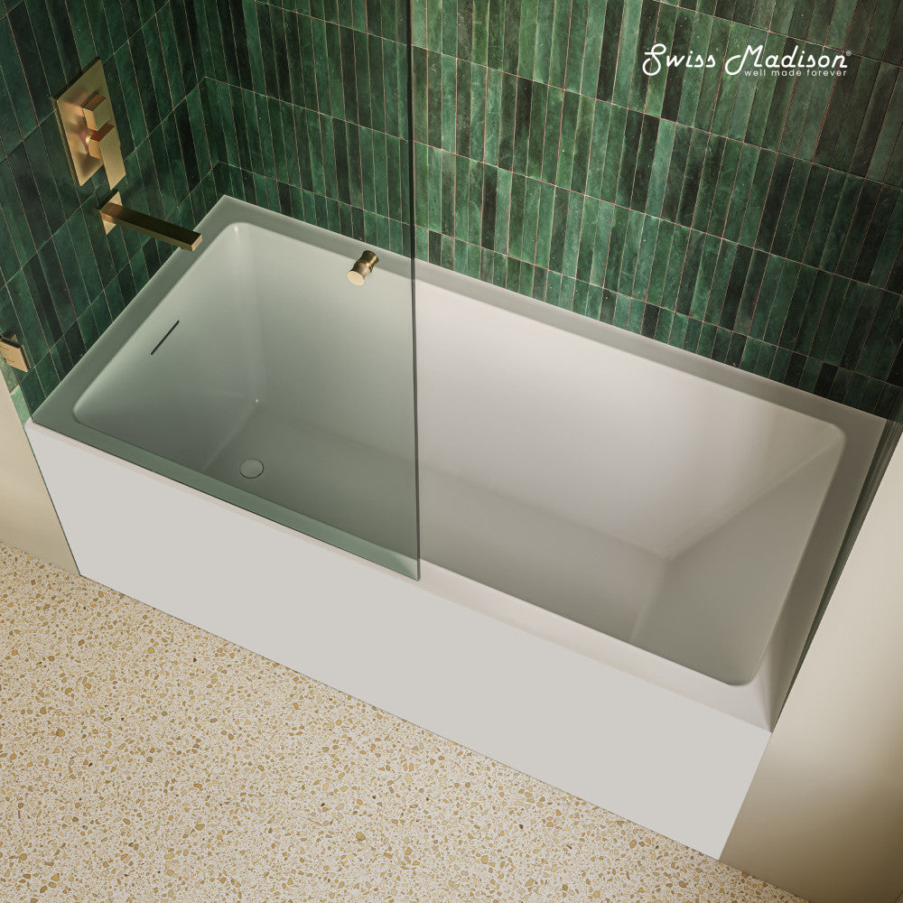 Voltaire 60 x 36 Skirted Left Drain Soaking Apron Bathtub in Glossy White with Integrated Overflow, Drain Included