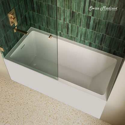 Voltaire 60 x 36 Skirted Left Drain Soaking Apron Bathtub in Glossy White with Integrated Overflow, Drain Included