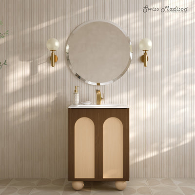 Plaisir II 24" Freestanding Bathroom Vanity in Brown Oak with Sink Top