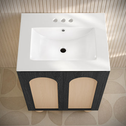 Porte 24" Freestanding Bathroom Vanity in Black Oak with 3-Hole Centerset Sink Top