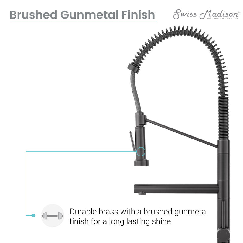 Nouvet Single Handle, Pull-Down Kitchen Faucet with Pot Filler in Gunmetal Gray