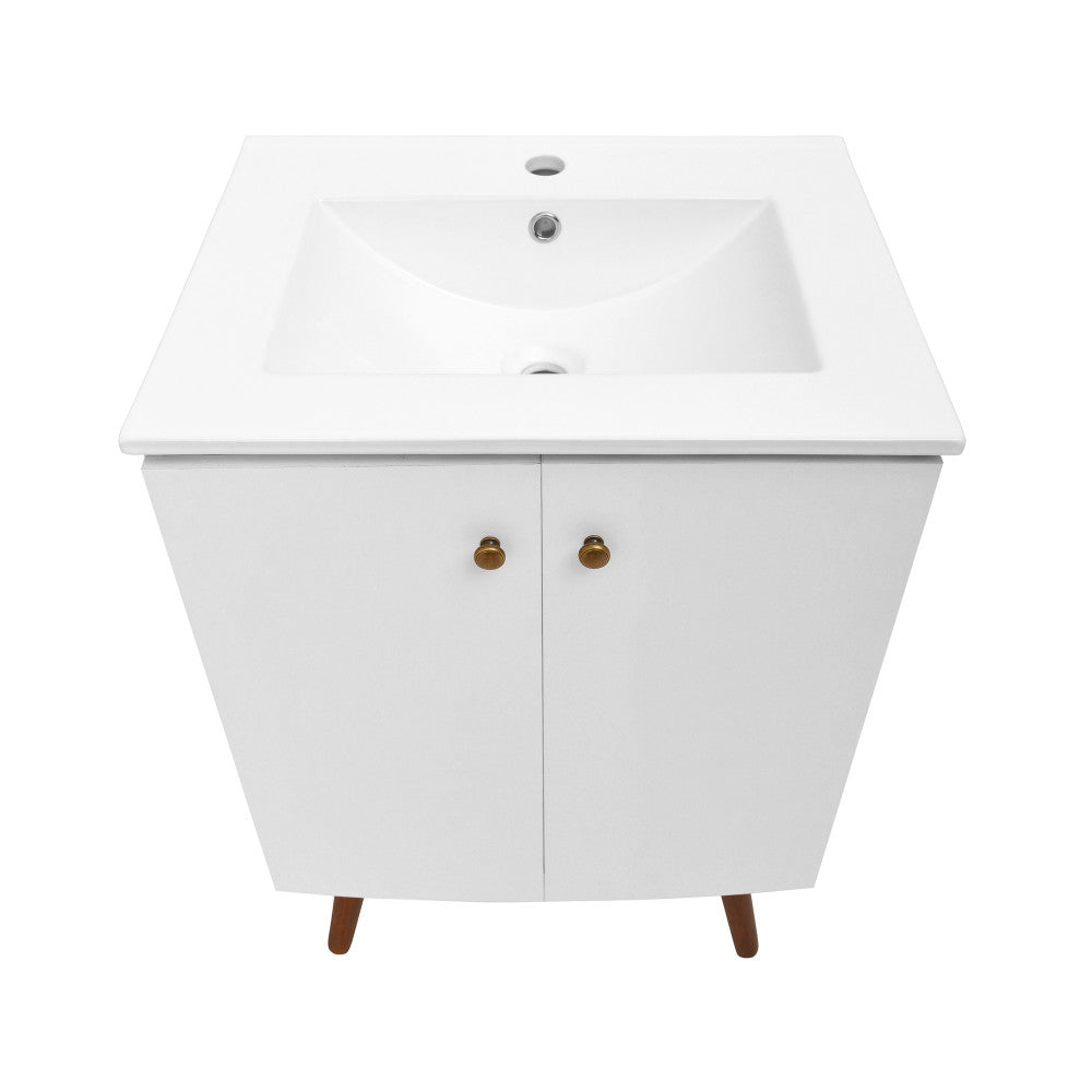 Manoir 24" Freestanding Bathroom Vanity in White with Sink Top