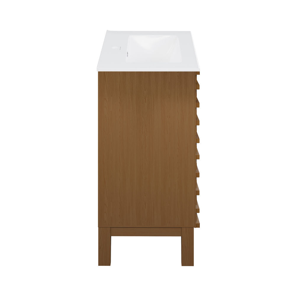 Cascade 30" Freestanding Bathroom Vanity in Brown Oak with Sink Top