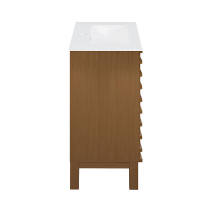 Cascade 30" Freestanding Bathroom Vanity in Brown Oak with Sink Top