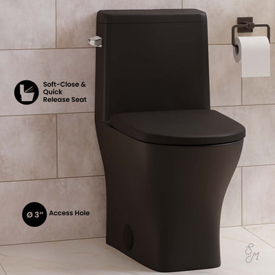 Sublime II One-Piece 12" Rough-in 1.28 GPF Left Flush Round Compact Toilet in Matte Black